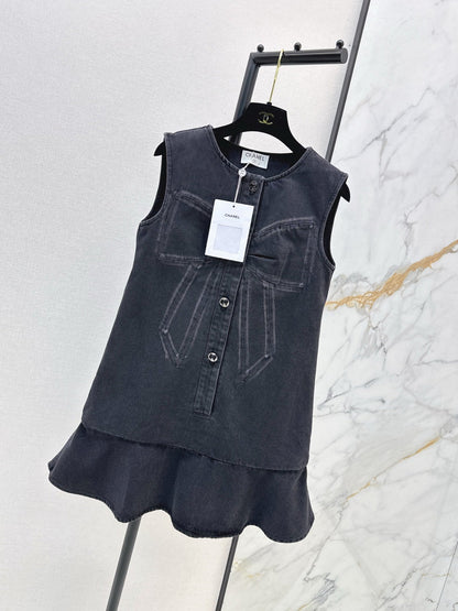 Chan NEW Bow-tie denim dress