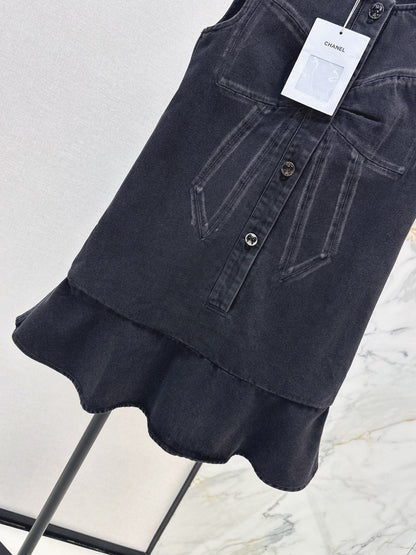 Chan NEW Bow-tie denim dress