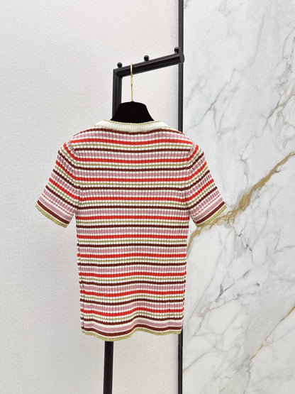 Chan NEW Striped knit short-sleeved sweater
