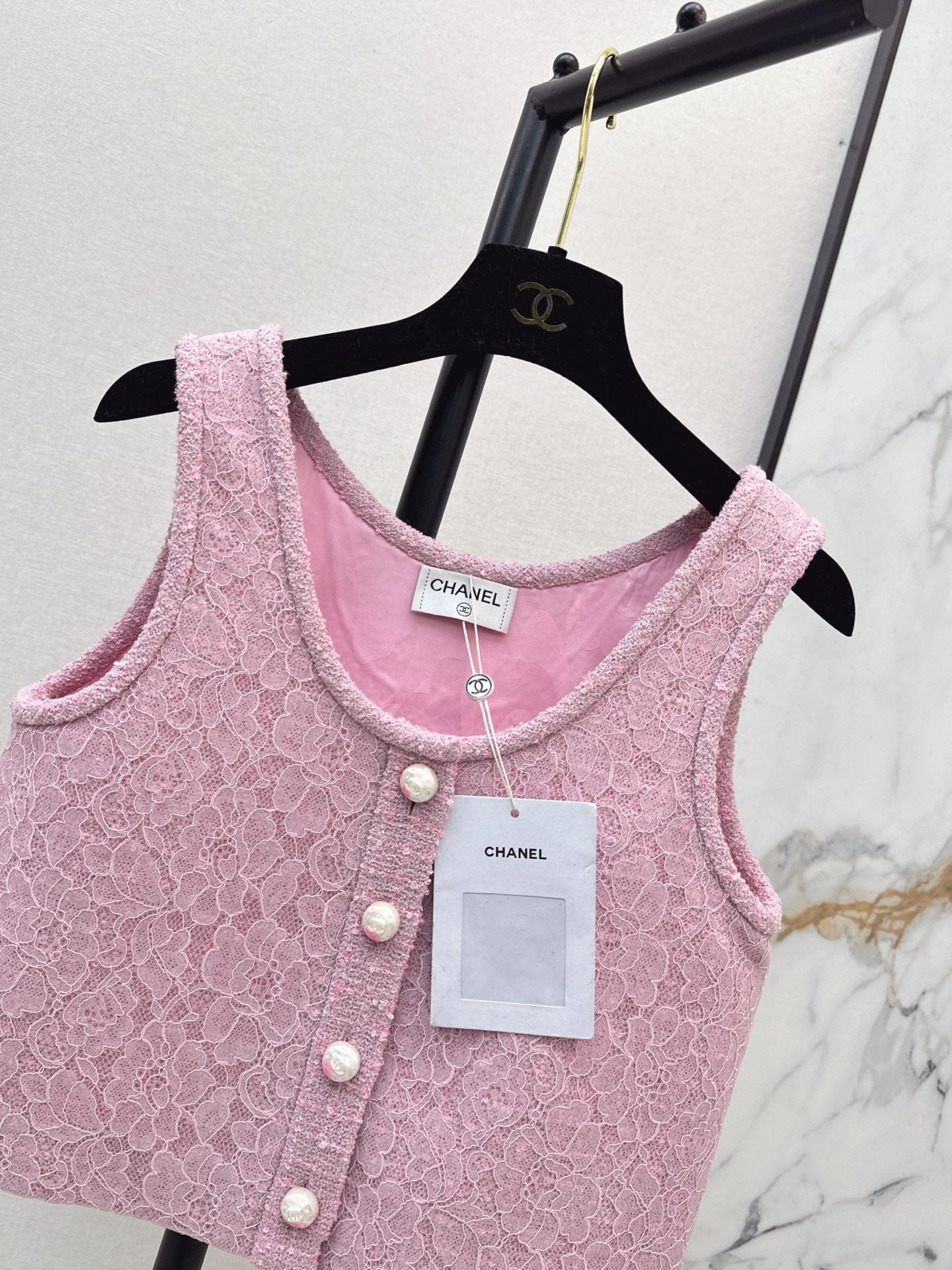 Chan NEW Tweed Lace Vest