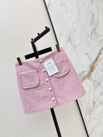 Chan NEW Tweed Lace A-line Skirt