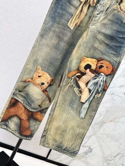 Acn NEW Printed denim pants