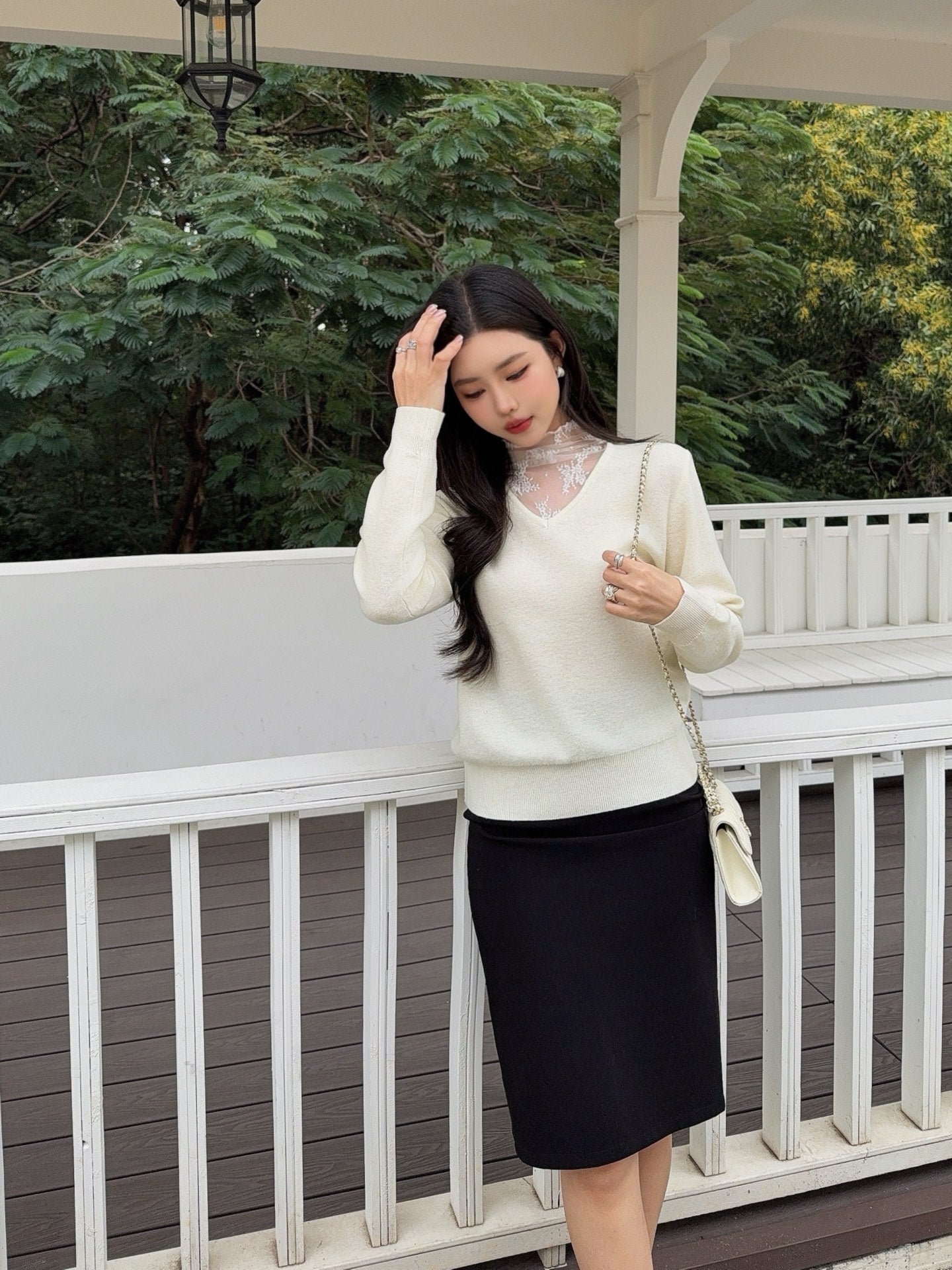 Es NEW Lace wool sweater