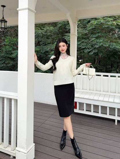 Es NEW Lace wool sweater