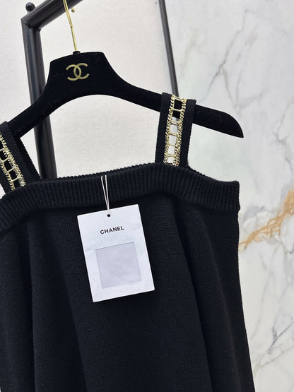 Chan NEW Chain-link openwork off-shoulder cashmere sweater