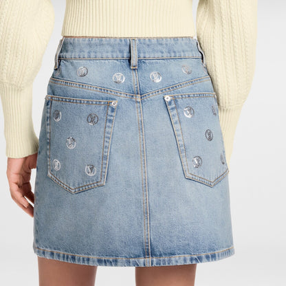 Louis NEW Gold Coin Sequin Denim Skirt