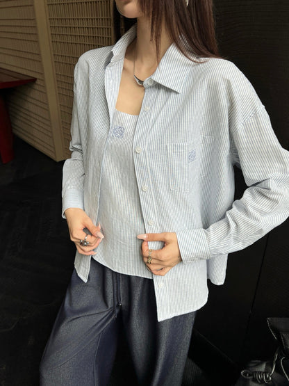 Loe NEW Striped vest  shirt set