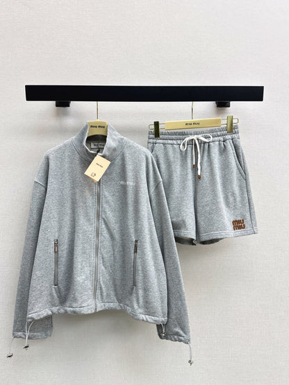 Miu NEW Zipper Jacket  Shorts Set