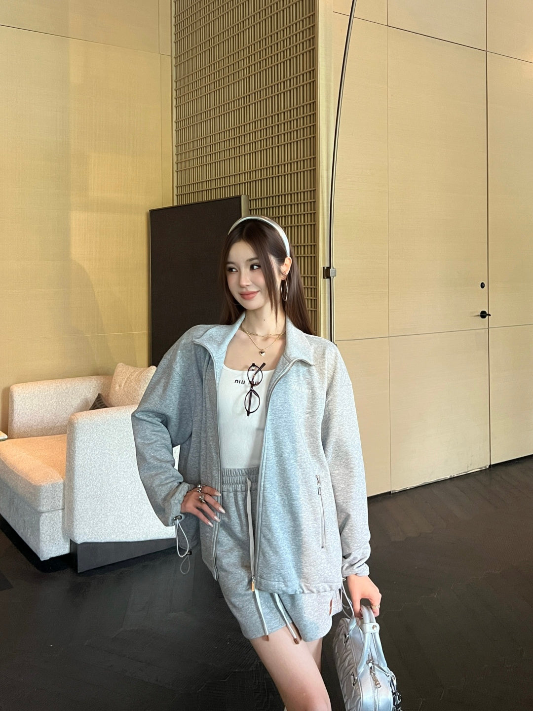 Miu NEW Zipper Jacket  Shorts Set