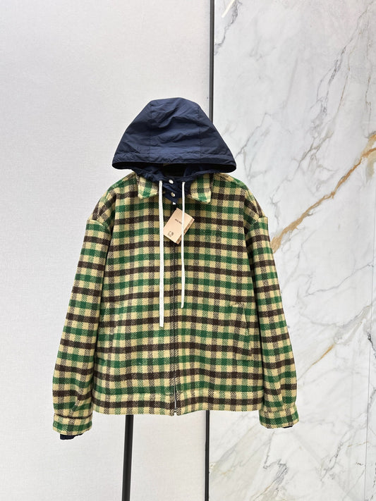Miu NEW Hooded plaid jacket