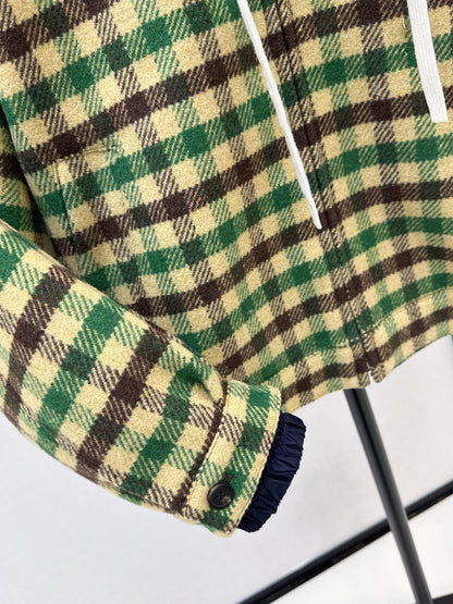 Miu NEW Hooded plaid jacket