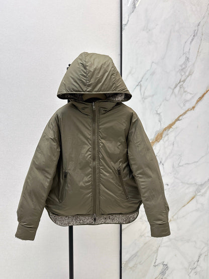 Brun NEW Reversible woven hooded down jacket