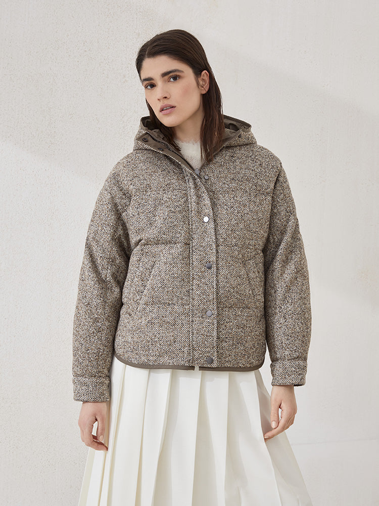 Brun NEW Reversible woven hooded down jacket