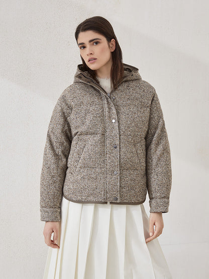 Brun NEW Reversible woven hooded down jacket