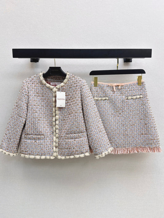 Va1en NEW woven Jacket + Skirt Set