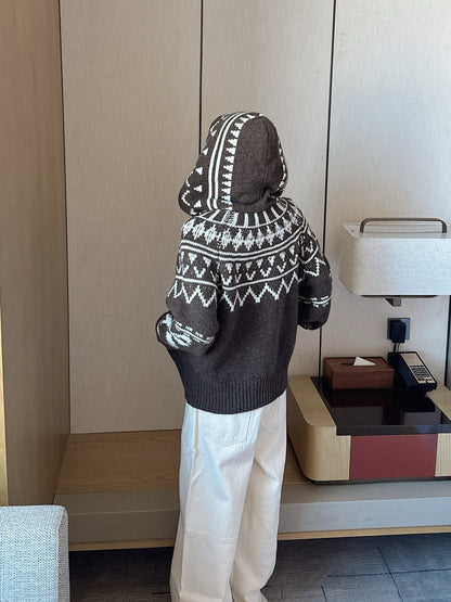 Loro NEW fair isle hooded cardigan