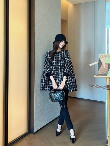 Chan NEW plaid cape coat