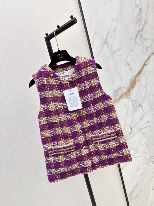 Chan NEW woven plaid vest