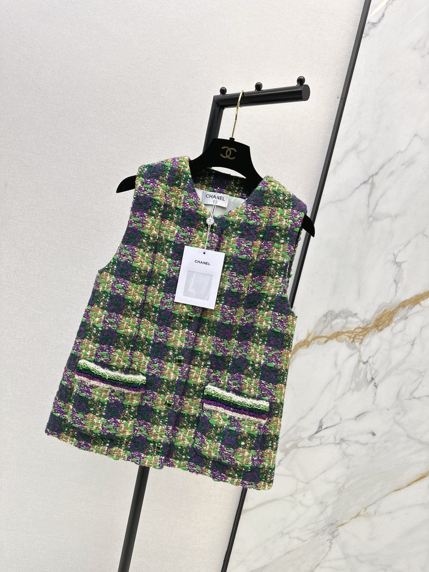 Chan NEW woven plaid vest