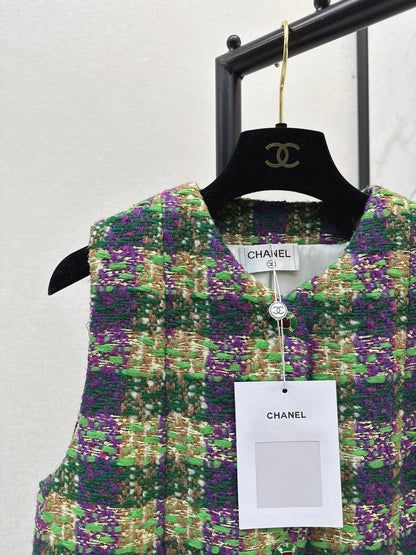 Chan NEW woven plaid vest