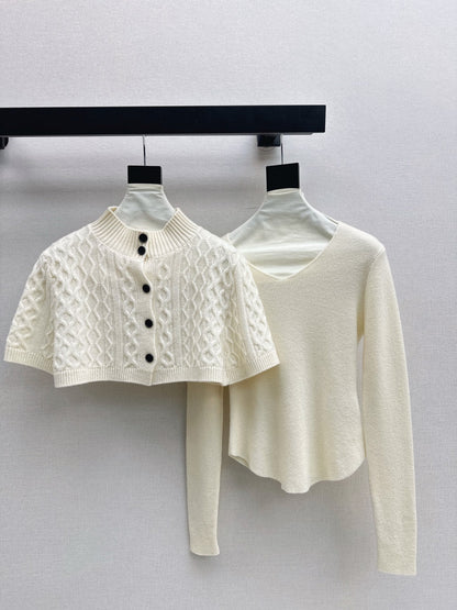 Chan NEW Knitted cape sweater set
