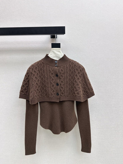Chan NEW Knitted cape sweater set