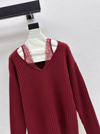 Es NEW lace patchwork sweater