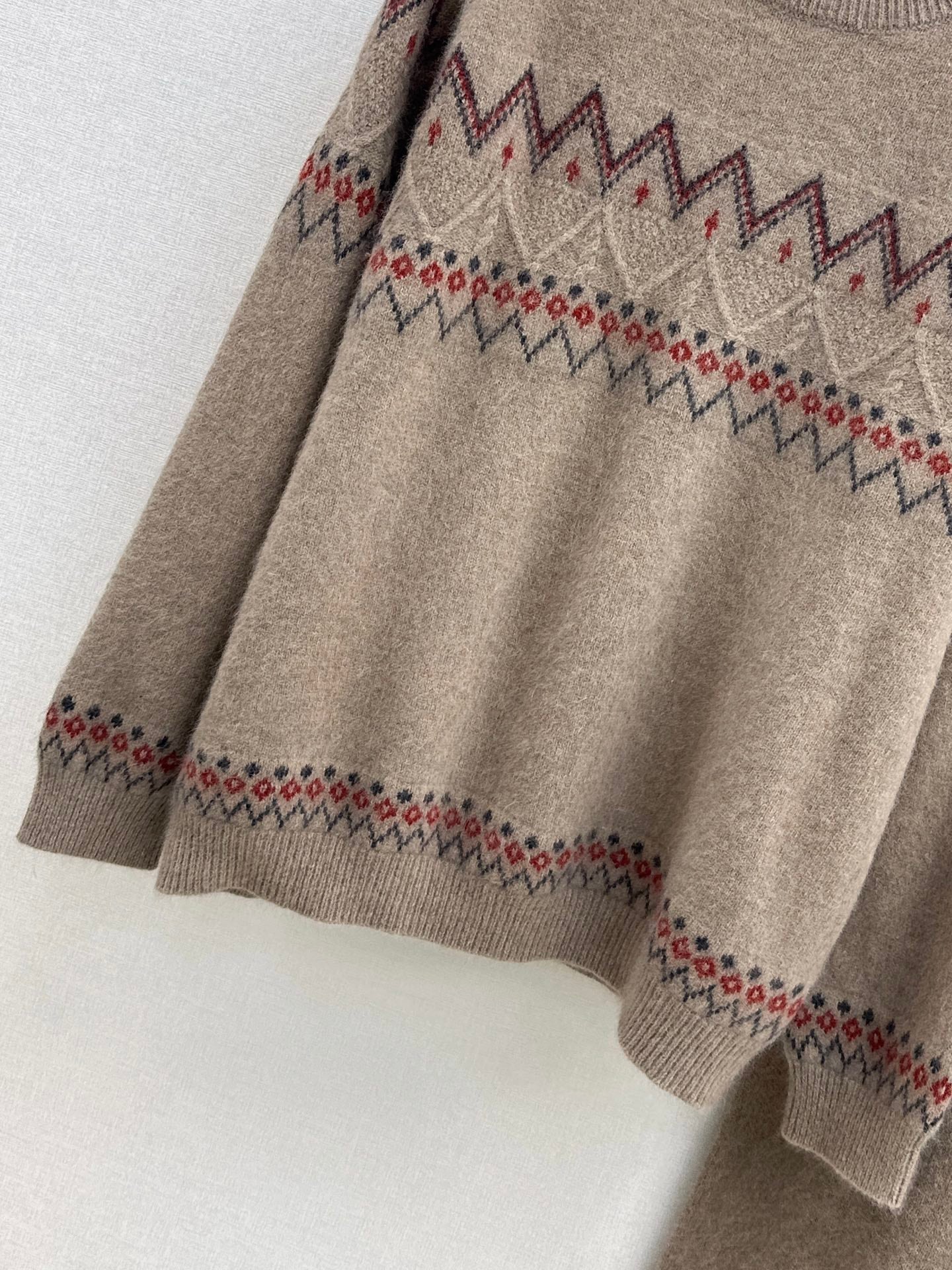 Loro NEW Knitted Fair Isle sweater  straight-leg pants suit