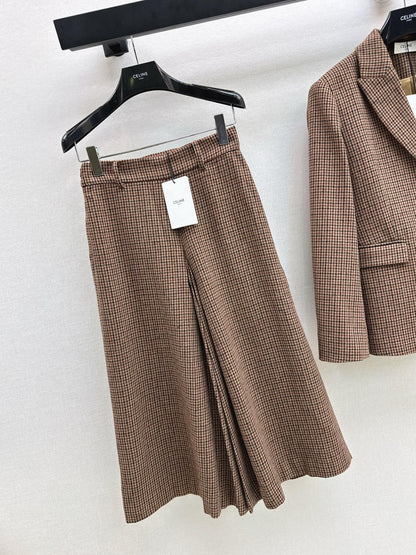 Ce1i NEW plaid high-waisted skirt pants