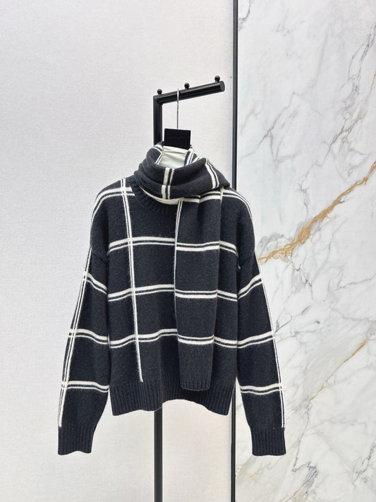 Brun NEW striped sweater + scarf