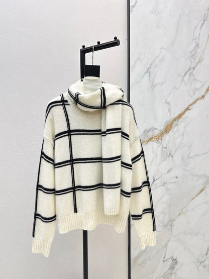 Brun NEW striped sweater + scarf