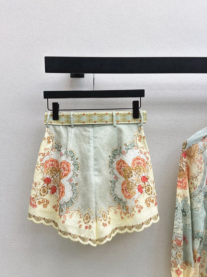 Zimm NEW flower print belted short