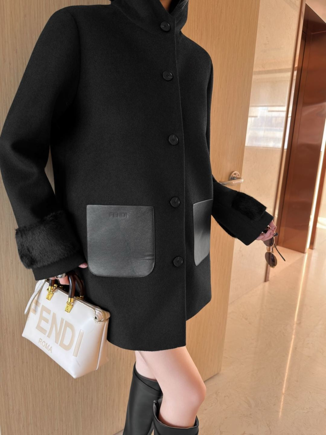 Fend NEW Detachable hooded overcoats