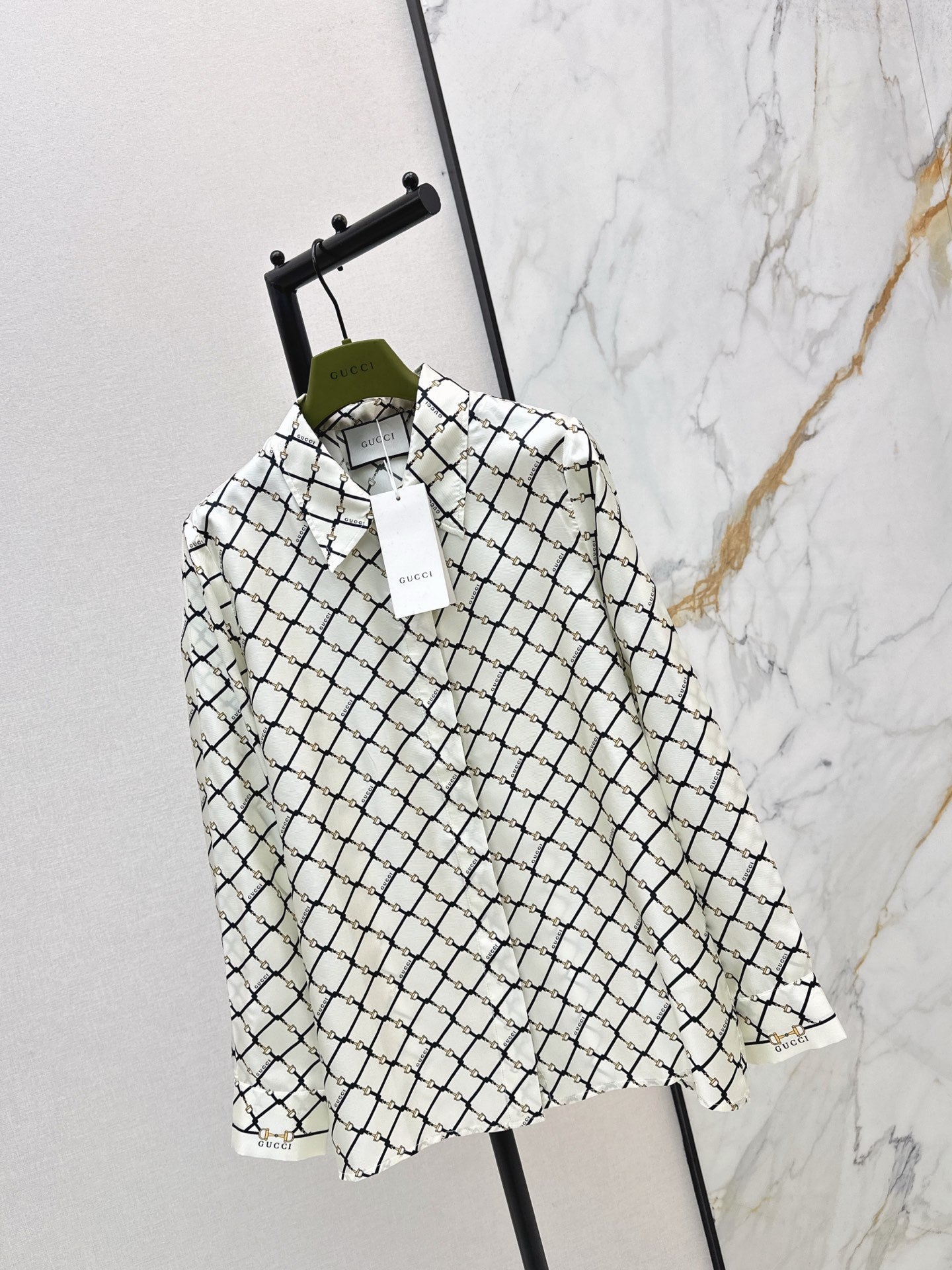 Guc NEW plaid print Silk Shirt