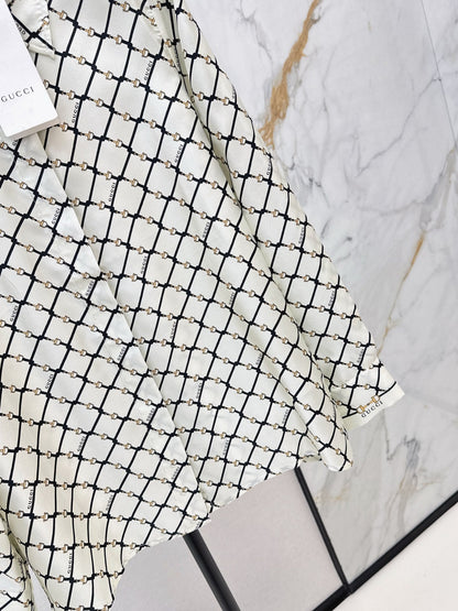 Guc NEW plaid print Silk Shirt