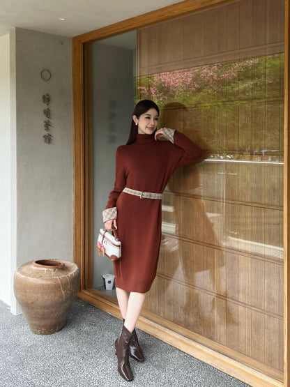 Bur NEW 2in1 contrast wool dress
