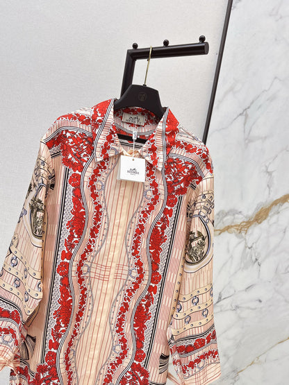 Herm NEW printed silk shirt