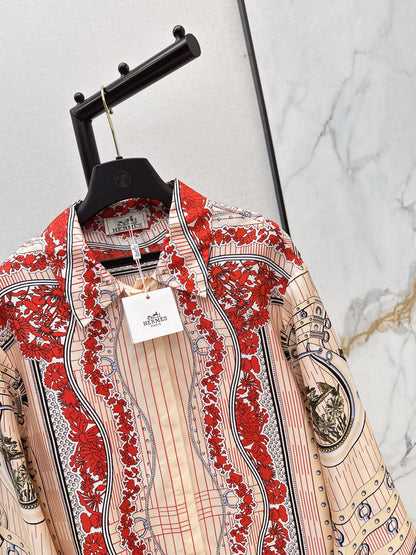 Herm NEW printed silk shirt