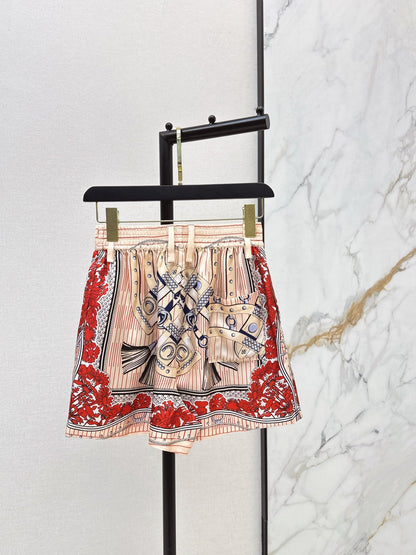 Herm NEW printed silk shorts