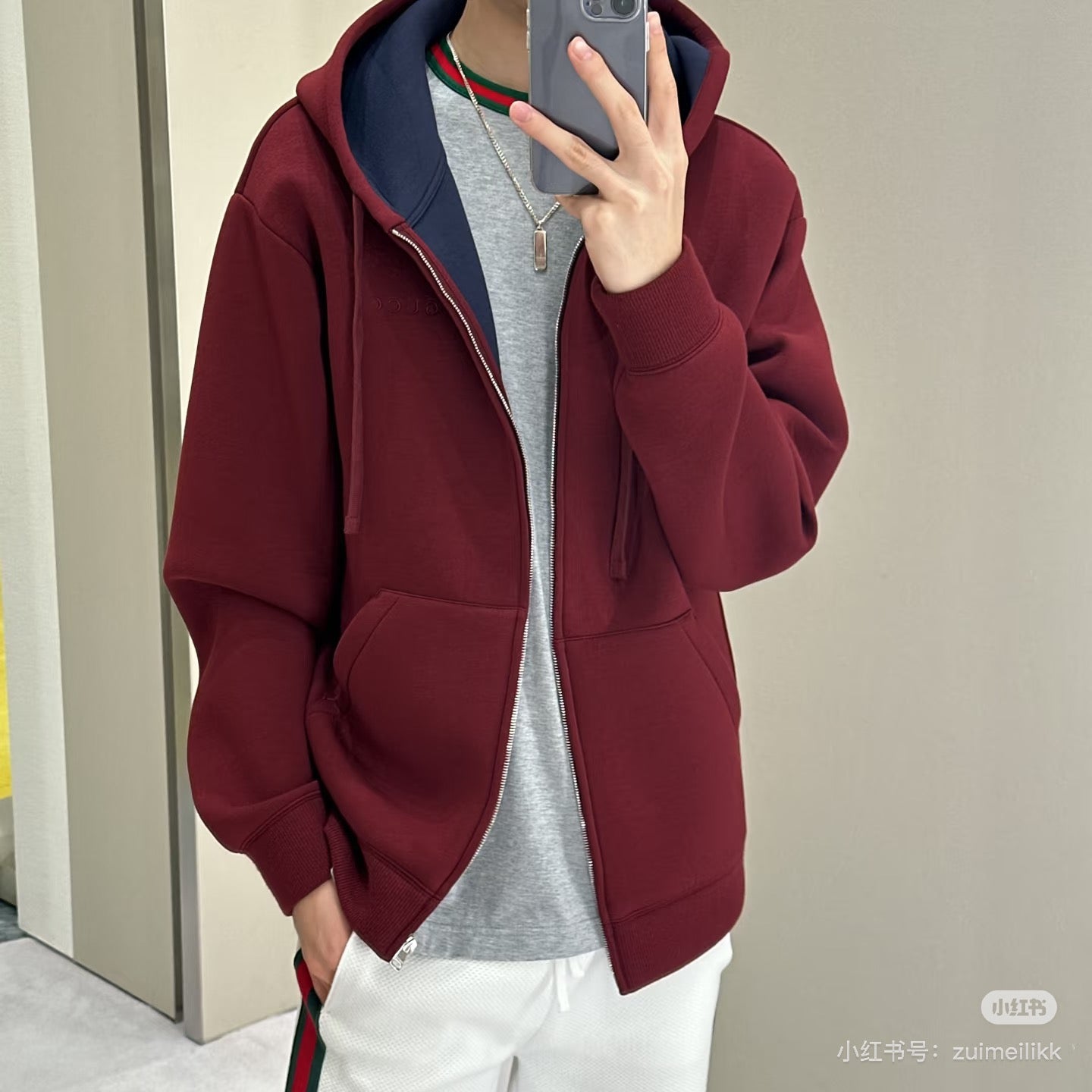 Guc NEW Zippered hooded jacket