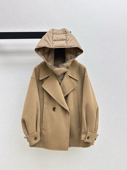 Max NEW hooded down vest+woolen jacket