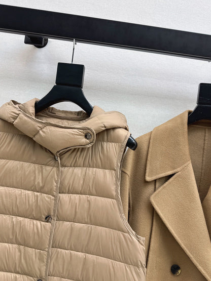 Max NEW hooded down vest+woolen jacket
