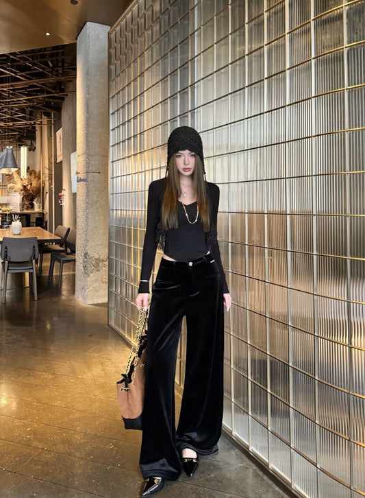 Chan NEW Velvet wide-leg pants