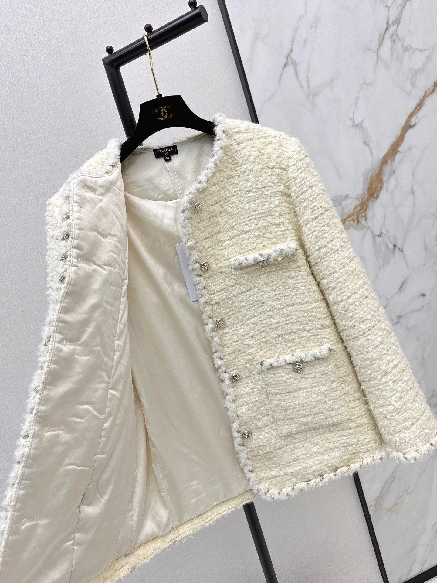 Chan NEW woven tweed down jacket