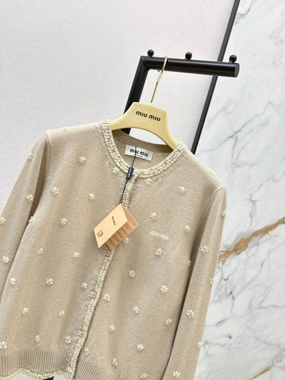 Miu NEW beading flower cardigan