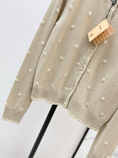 Miu NEW beading flower cardigan