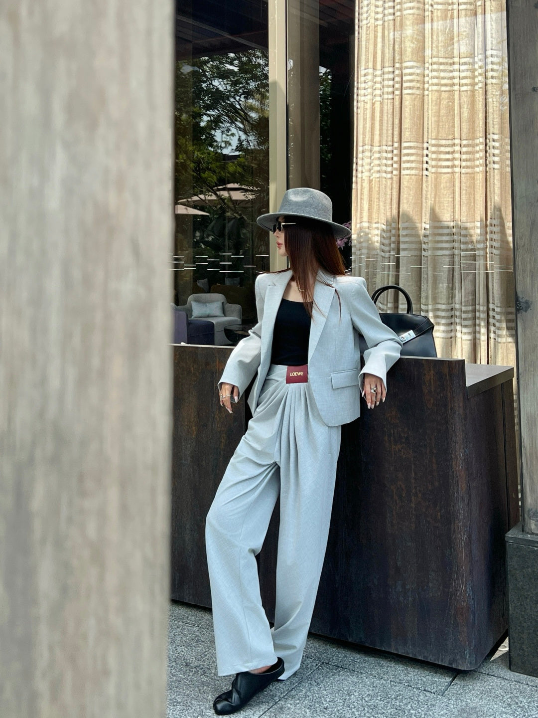 Loe NEW folds suits high-waist pants