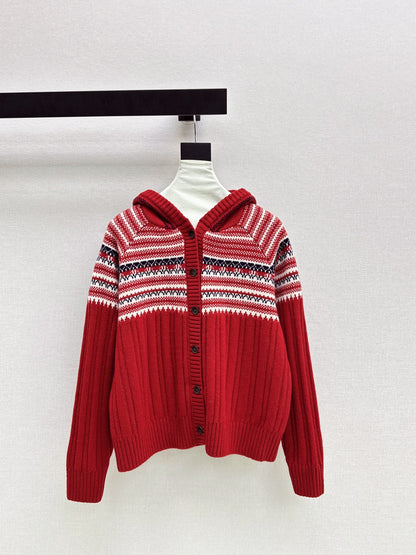 Loro NEW Fair Isle hooded knitted cardigan