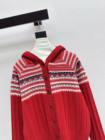 Loro NEW Fair Isle hooded knitted cardigan