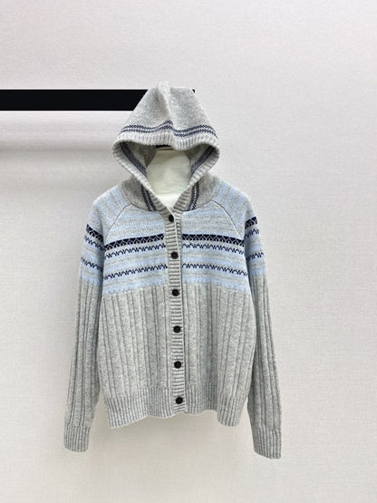 Loro NEW Fair Isle hooded knitted cardigan